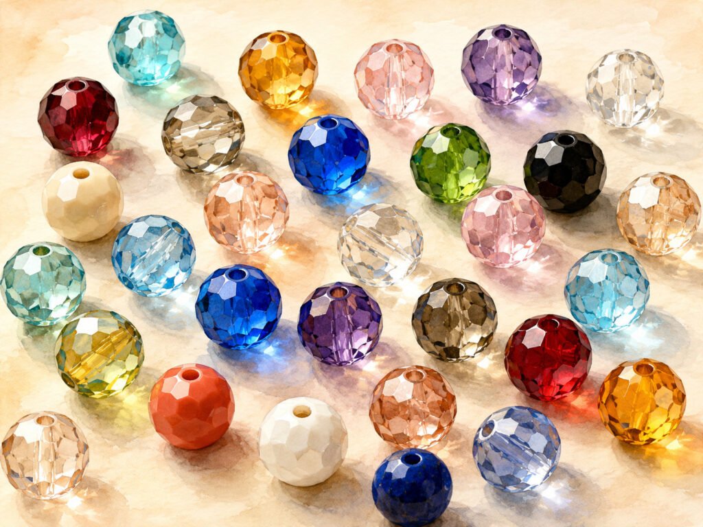 Illustration de perles facettées dans une variété de couleurs différentes