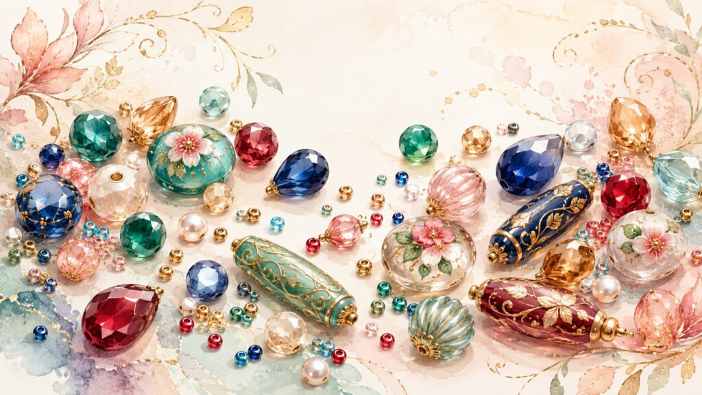 Perles de Bohême de différentes formes et couleurs