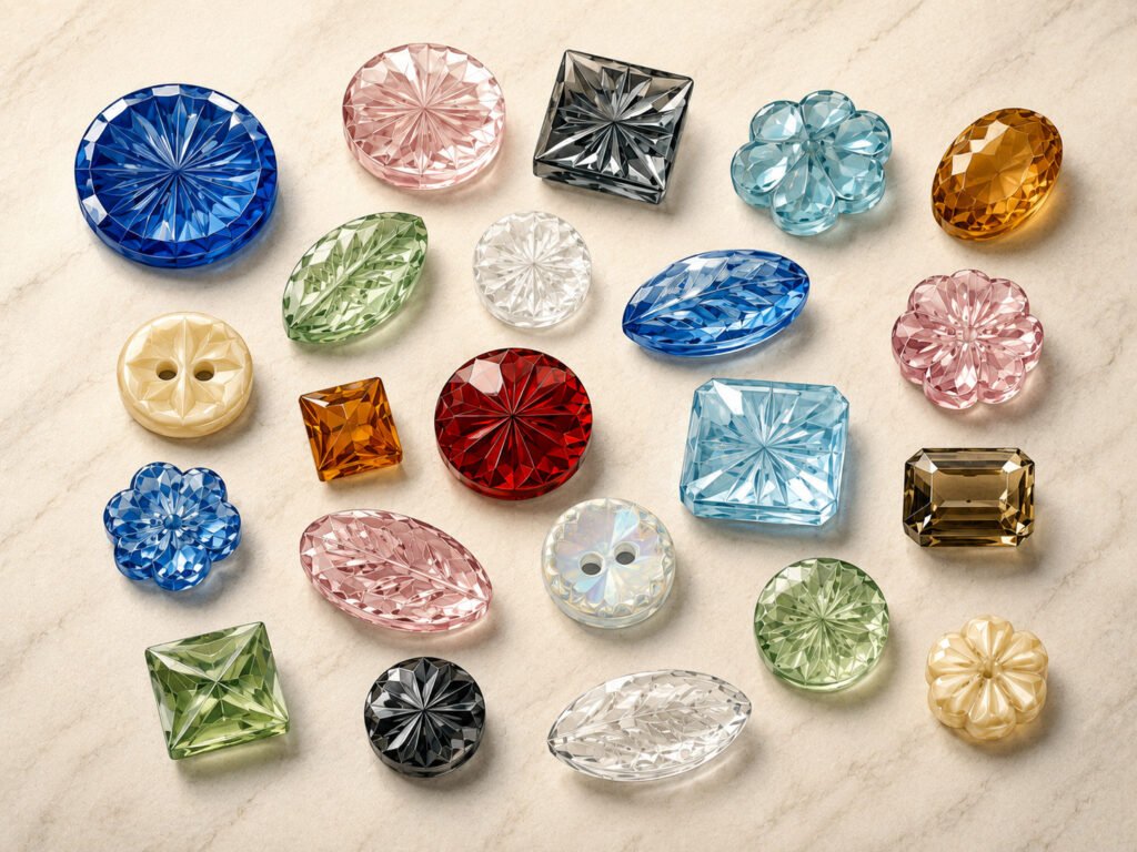 Illustration de différentes perles taillées sur table dans l'univers des perles tchèques