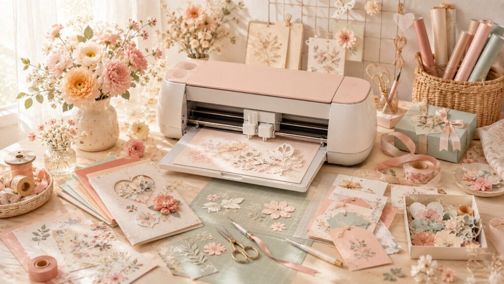 Machine de découpe Cricut, cartes, images découpées